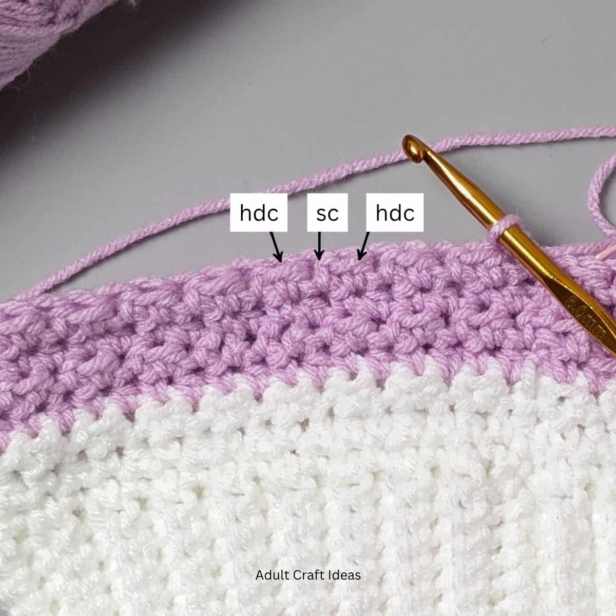 Image showing the stitch pattern for a crochet slouchy beanie.