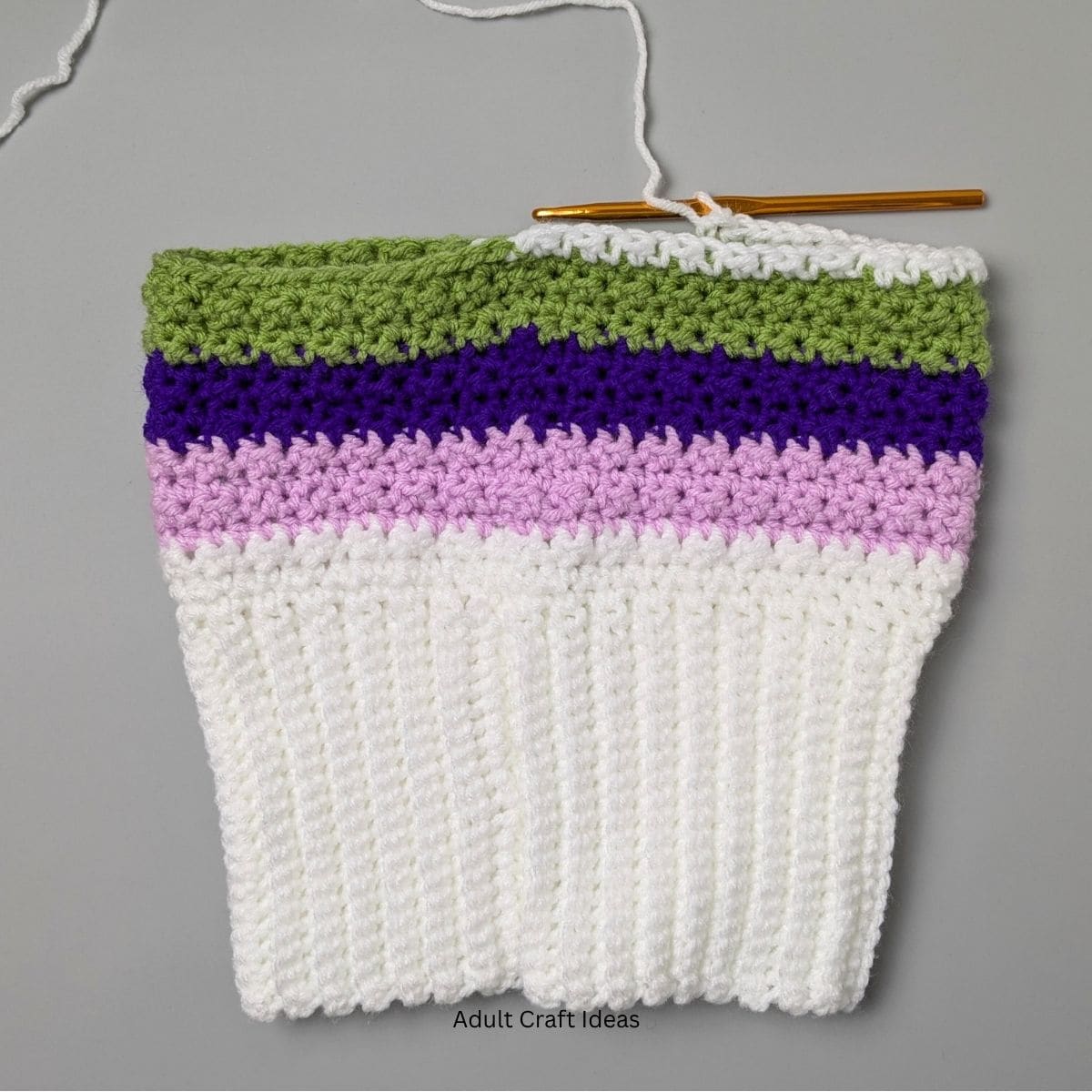 Image showing a  partially made crochet beanie.
