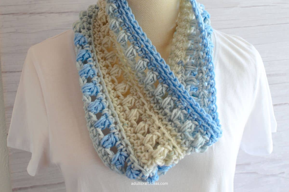 Lacy crochet cowl.