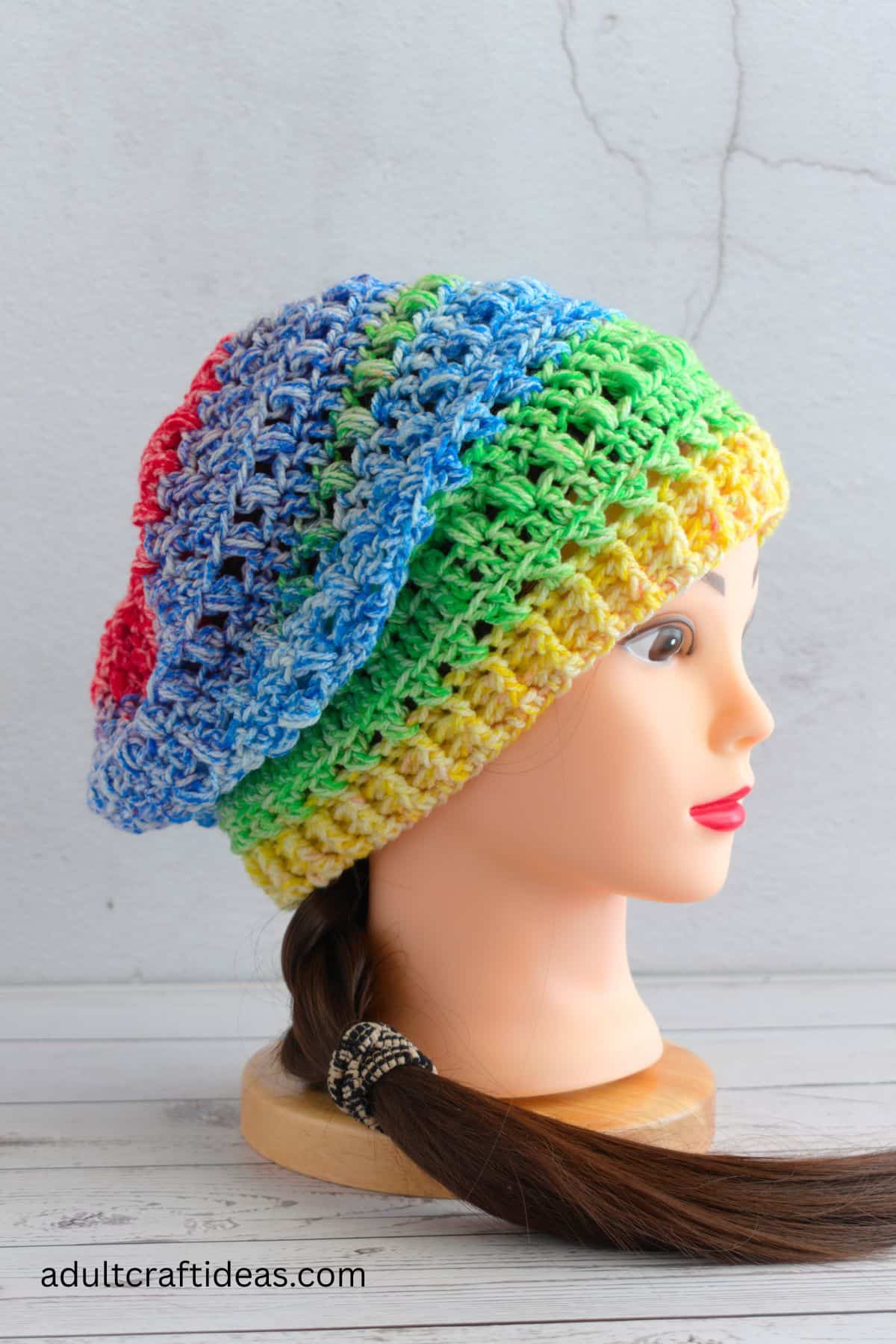 Slouchy crochet beanie.